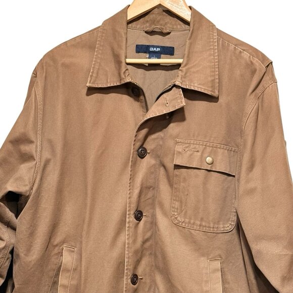 VTG 90s Y2K Chore Barn Coat Tan Work Wear Canvas Cotton Gap Jacket Mens Large - Picture 5 of 16